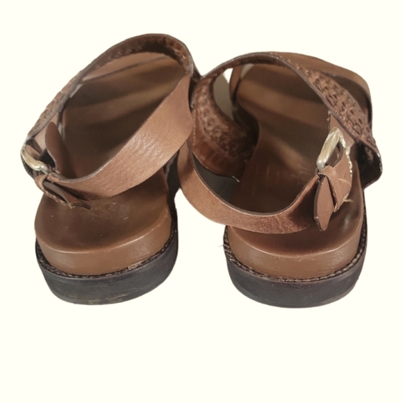 Brighton Hana Caramel Leather Celtic Knot Adorn 1" Heel Sandals Sz 8 1/2 M - Picture 8 of 9